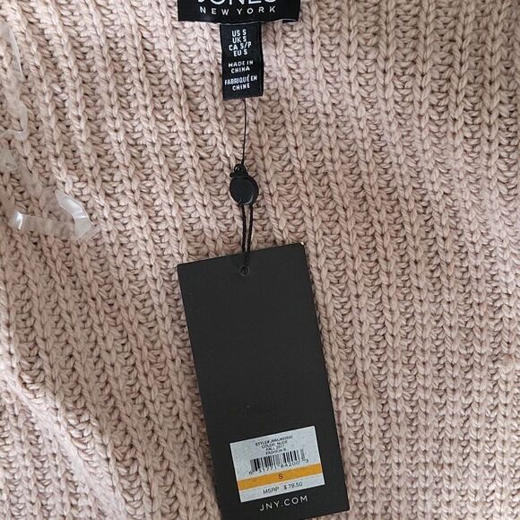 Jones New York Chunky Open Front Cardigan-BEIGE-Small - Picture 5 of 5